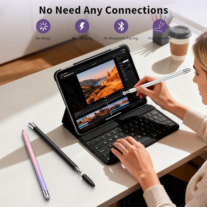 Stylus(3-in-1), Stylus Pen for Touchscreen, Universal Stylus High Precision Sensitivity, Stylus Pen for Iphone,ipad, Android, Galaxy Microsoft, Chromebook Tablet,Compatible for Capacitive Touch Screen