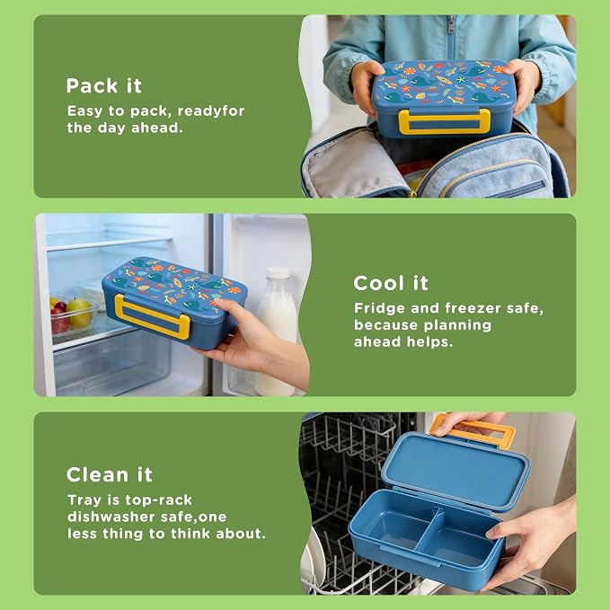 Bento Lunch Box for Kids With 8oz Food Thermo,BPA-Free for School | Lunch Container with 2 Compartments, Insulated Food Jar, Dishwasher Safe, Easy to Clean, Lunch Box for Girls Boys