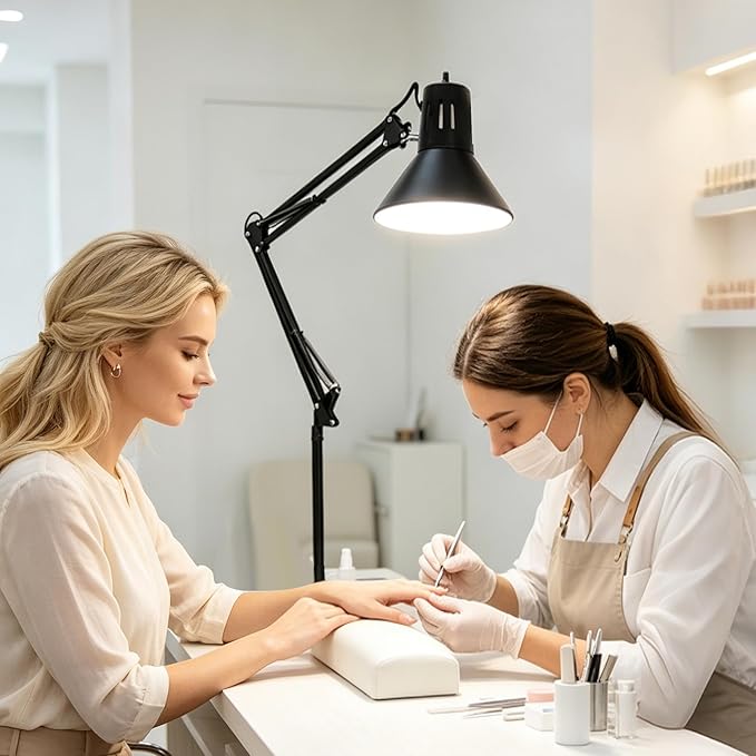 LED Desk Lamp Dimmable with Clamp, Eye-Caring Clip on Lights for Home Office, 3 Adjustable Color Temperature,Extra Tall Metal Swing Arm, High Intensity Clamp w/A19 E26 Bulb for Working Reading