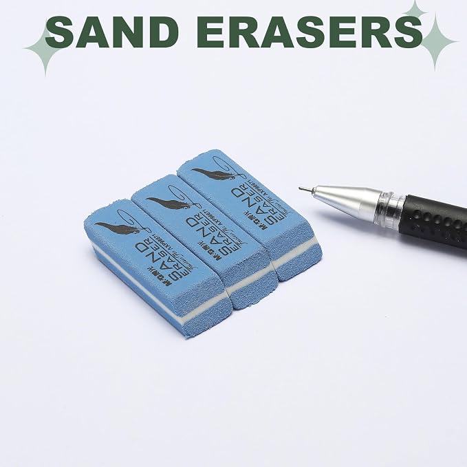 PATIKIL 18 Pcs Sand Erasers, Frosted Eraser Block Easy to Clean Durable Bulk for Gel Ink Ballpoint Fountain Pen Office, AXP96671, Blue