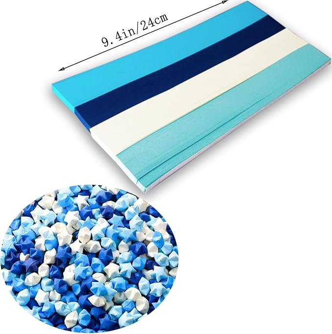 Origami Paper Stars, Colorful Handcraft Origami Lucky Star Paper DIY Paper Arts Creativity Hand Art Crafts (Blue gradient (1350) sheets)
