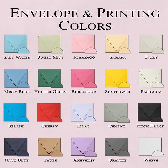 Personalized Stationery Note Cards with Envelopes – Custom Minimalist Thank You Cards, 12 Flat Note Cards & Colored Envelopes – Crush-Resistant Packaging - Folded Cards Optional (Middle Line)