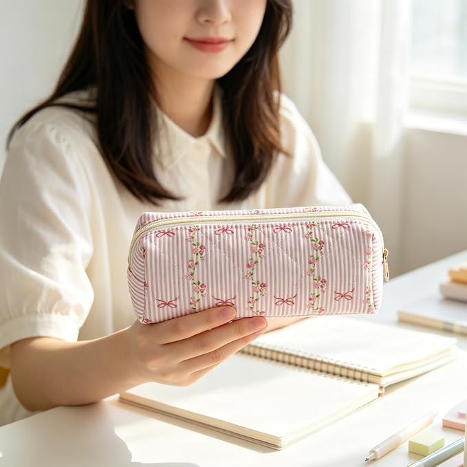 Pencil Case, Pencil Pouch for Women, Pencil Case Small, Pencil Pouch Aesthetic (Cute floral pink)