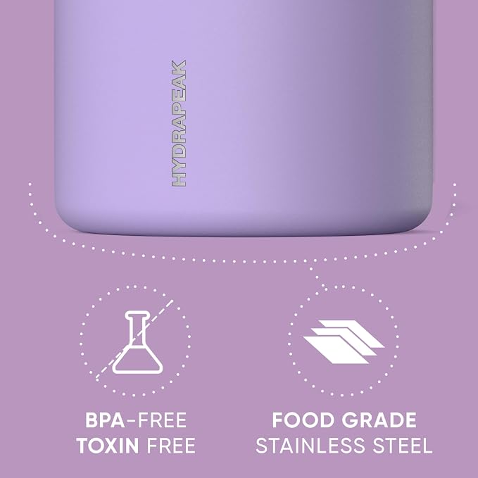Hydrapeak 18oz Stainless Steel Vacuum Insulated Food Jar for Hot Food and Cold Food, Wide Mouth Leak-Proof Soup Jar for Adults, 10 Hours Hot and 16 Hours Cold (Lavender)