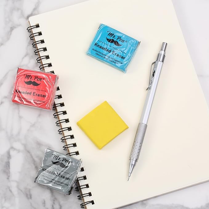 Mr. Pen- Kneaded Erasers, 1.4"x1.37", 32 Pack, Colorful, Soft Moldable Art Erasers for Charcoal, Graphite & Pastel Drawing, Precision Highlighting, Smudge Control, Easy Shaping for Artists & Students