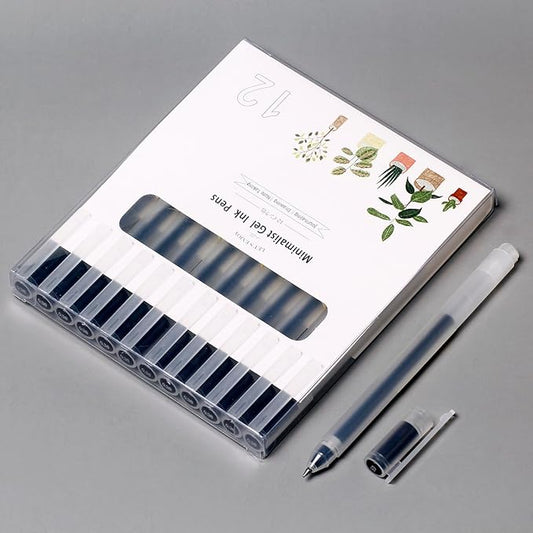 0.5mm Gel Ink Pens Fine point Pen for Note Taking,Minimalist Balck Gel Pens for Office School Stationery Supply,Packs of 12