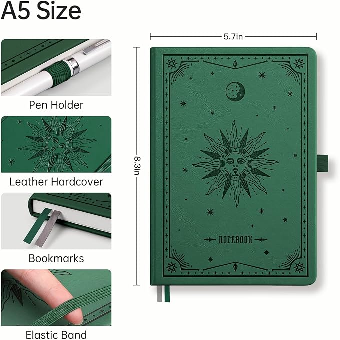 EMSHOI Lined Journal Notebook, 192 Numbered Pages, A5 Size (5.7'' x 8.3'')