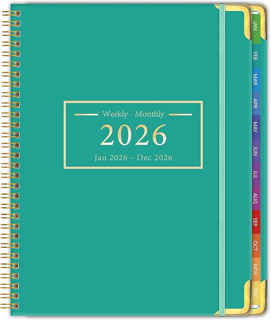 Planner -2026, Hardcover Weekly & Monthly Calendar Planner, January 2026 - December 2026, 8.5" x 11", Daily Agenda Book with Colorful Tabs, College Organizer Notebook, School & Work Supplies for Student Teacher Classroom