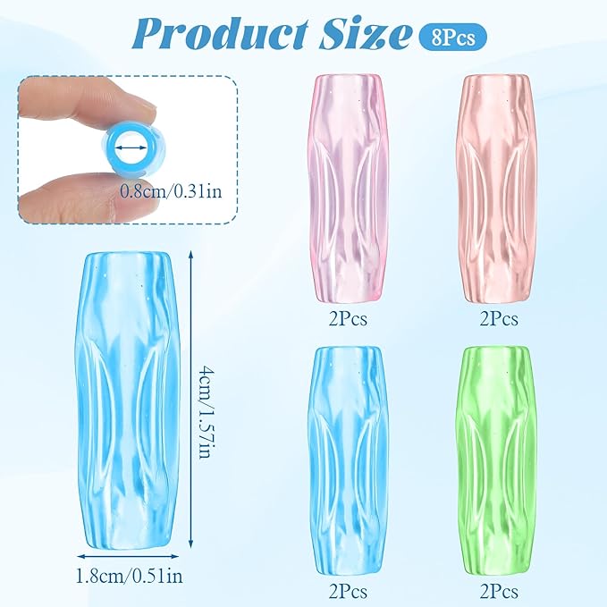 8-Pack Silicone Grippers for Pencils with 3 Concaves, Ergonomic Comfort Pencil Grippers for Relieving Fingers Fatigue Writing Aid Universal Pencil Gripper for Kids Adults Handwriting