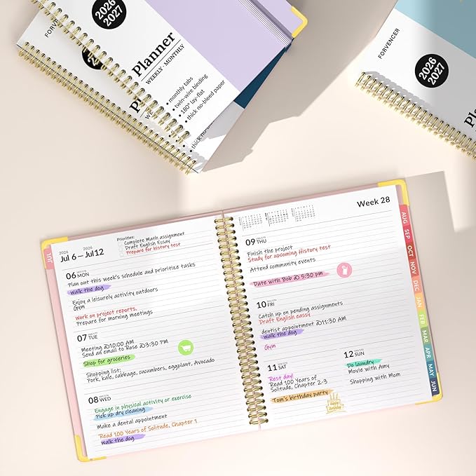 Forvencer Academic Planner 2026-2027, July 2026-June 2027 Weekly & Monthly Hardcover Calendar Planner, 8.5" X 11", Daily Agenda Book, School Office Notebook College Teacher Student Organizer A4, Pink