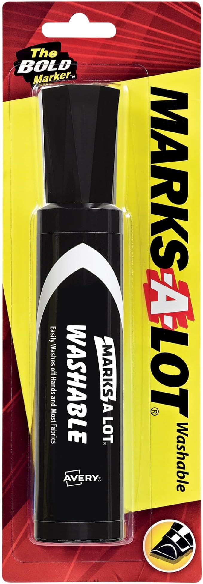 Marks A Lot Jumbo Washable Marker, Chisel Tip, 1 Black Marker, Great for Large Signs and Posters (24158)