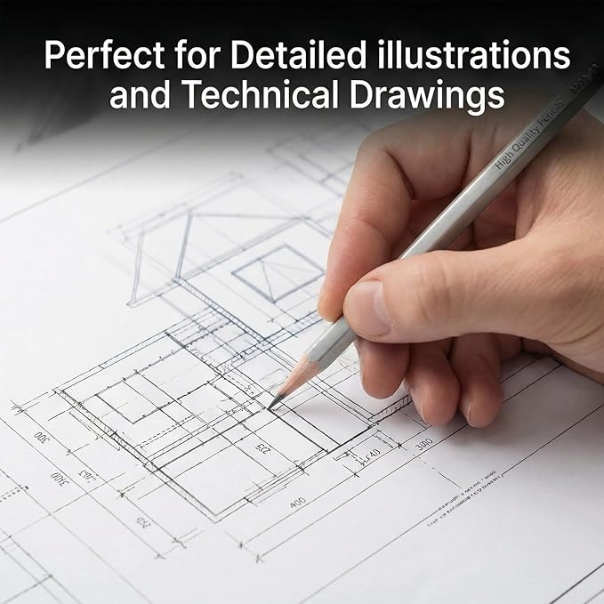 12 Pieces Graphite Sketching Pencils Set (8B-4H), Sketch Pencils for Drawing, Shading and Drafting, Art Supplies Kit for Artists, Adults
