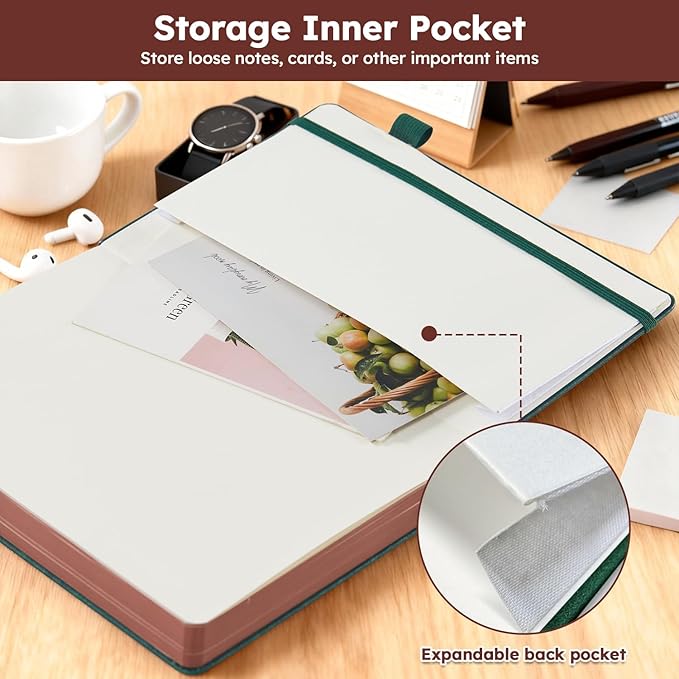 Lined Journal Notebook for Women Men, 320 Pages A5 Journaling Notebook College Ruled with 100GSM Thick Paper, Hardcover Leather Notebook for Work Writing Note Taking Diary, School, 5.7'' X 8.4''