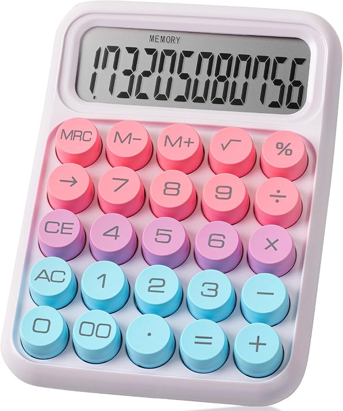 Mr. Pen- Mechanical Switch Calculator, 12 Digit Large LCD Display, Colorful with Big Buttons, Mechanical Switch Calculator for Home, School, Office