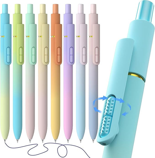 Hiacry 8 Pcs Gel Pens - 0.7mm Fine Point Quick-Dry Blue Ink Fidget Pens | Smooth Writing Pens, No Bleed, No Smear, Note Taking Journaling, School Office Supplies for Men & Women (Gradient 8Pcs)