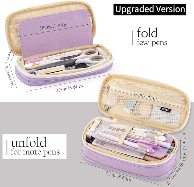 EASTHILL Big Capacity Pencil Pen Case Office College School Large Storage High Capacity Bag Pouch Holder Box Organizer Blue (Purple)