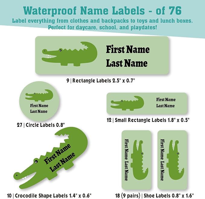 Personalized Daycare Name Labels for Kids (76 Labels) - Custom Durable Waterproof Name Stickers for Clothing Tags, Water Bottles, Lunch Boxes, and School Supplies - Dishwasher, Washer