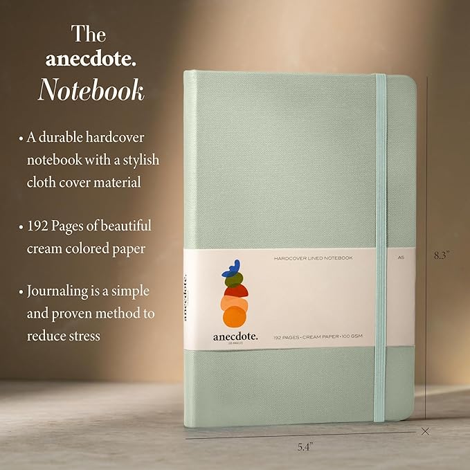 ANECDOTE. Lined Journal Notebook, 192 Pages, A5 size: 8.3" x 5.4", Thick 100 GSM Paper, Ruled, Hardcover. Journal for Women and Men, Perfect Notebook for School, Work and Travel (Dutch Blue)