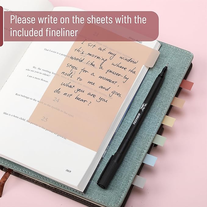 Mr. Pen- Transparent Sticky Notes Set, 410 Pack, Transparent Sticky Notes Tabs with Black Fineliner Pen for Bible Study, Office, School, Planning, Journaling & Organization