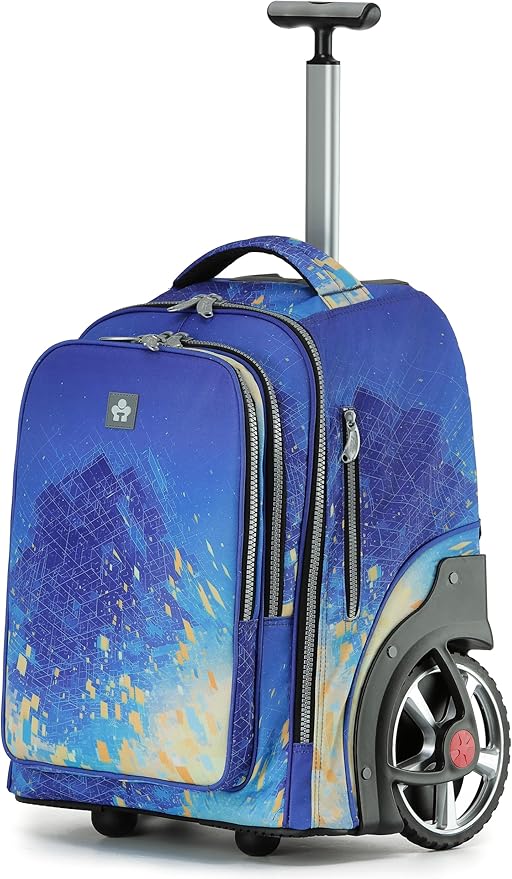 NEW TILAMI 20" Rolling Backpack for Teens Adults, Climbing Stairs Waterproof Backpack with Wheels for School Business Trave Camping with Laptop Compartment, Fit 17 Inch Laptop, Chill Blue Print