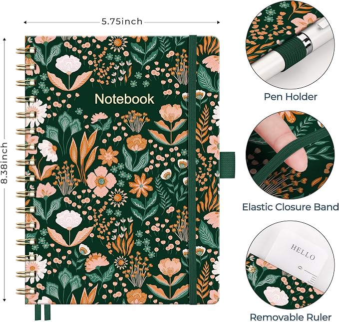 AHGXG Spiral Journal Notebook, 160 Lined Pages, A5 Size (5.7'' x 8.3'')