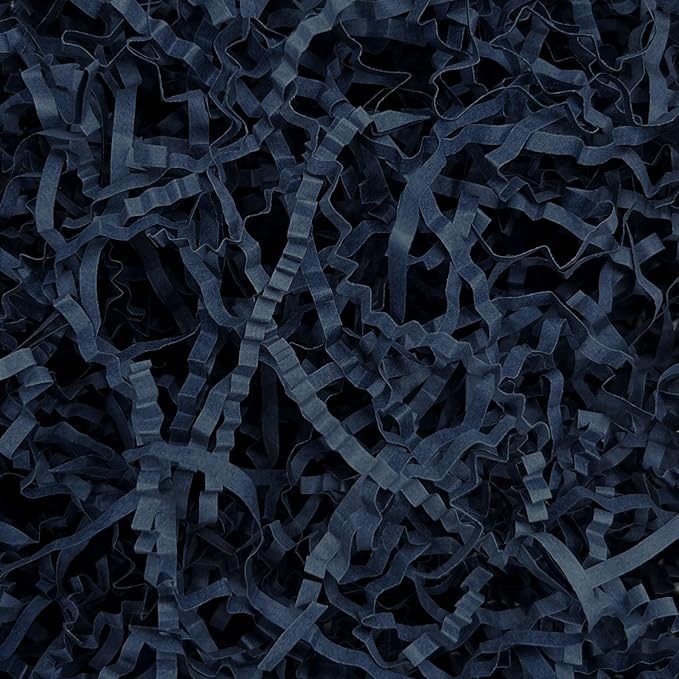 Tisspoms 1LB Navy Blue Crinkle Cut Paper Shred Filler, Paper Shreds for Basket Fillers, Birthday, Gift Wrapping, Wedding, Halloween, Thanksgiving, Christmas Gift Decor Party Filler