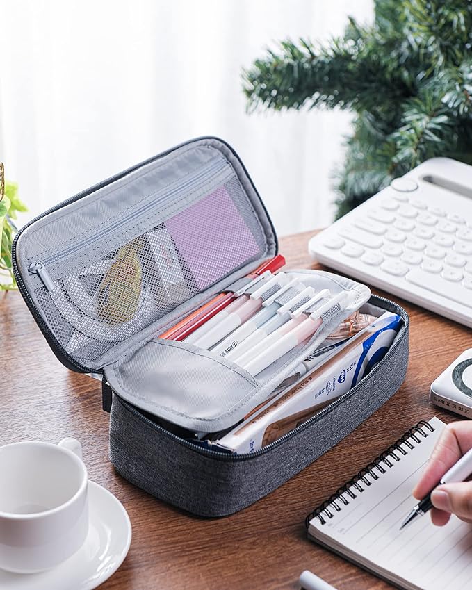 YOKUMA Pencil Case,Large Capacity Pencil Pouch,Aesthetic Zipper Pencil Box, Back to School Supplies for College Student Teen Adults,Travel Essentials,Electronic Cable Organize