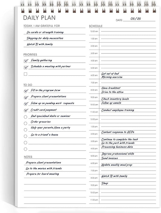 24-Hour Daily Hourly Planner with To-Do List & Priorities - 6.5" x 9.8" Schedule Planner Organizer for Office, School, Family