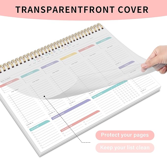 Weekly To Do List Notepad from Monday to Sunday Planning for 1 year, 8.5" x 11" Daily Planner for ADHD, Adults & Teens, Desk Schedule Journal with Habit Tracker for Work, Home, School, and Daily Chores