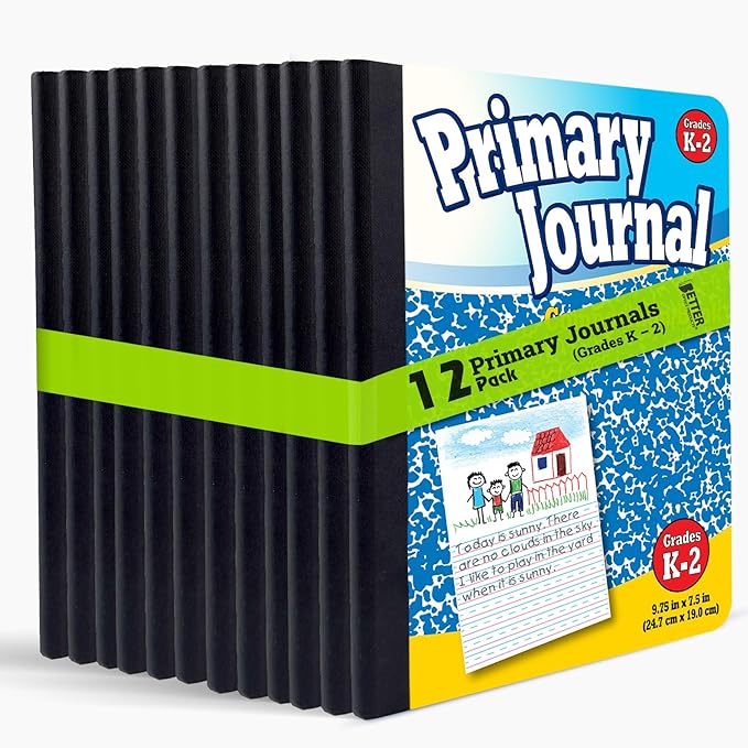Better Office Products Primary Journals, Hardcover Kindergarten Journal & Kindergarten Composition Notebook, Grades K-2 Primary Composition Book with Picture Space, 100 Sheets
