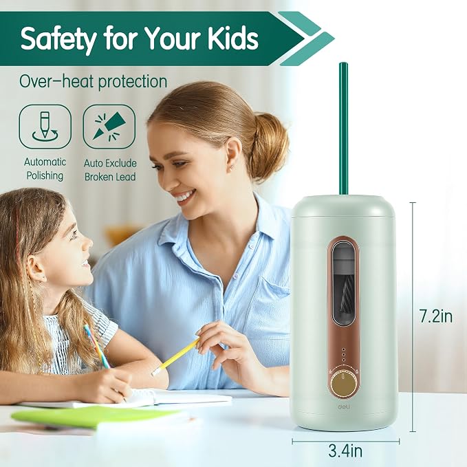 deli Electric Pencil Sharpener, Fully Automatic Pencil Sharpener, Green