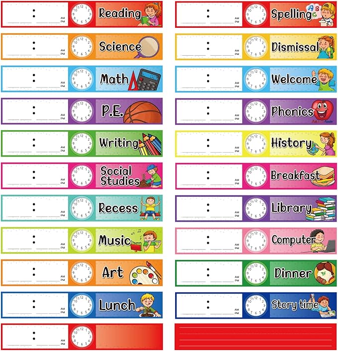 Daily Schedule Pocket Chart Kit,40 Bright Attractive Double-Sided Reusable Erasable Cards,1 Title Card,13+1 Scheduling Pocket Chart with 2 Hangers for Classroom Office Home Preschool Learning (Blue)