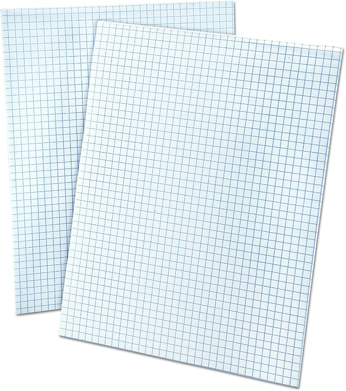 Ampad 8 1/2 x 11 Inches White Quad Pad, 4 Square Inch, 50 Sheets, 1 Each (22-030C) (2 Pack)