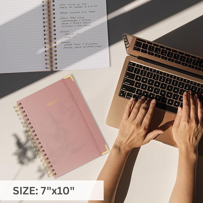 Aesthetic Thick Spiral Notebook Journal For Women in B5 Format - Stylish Linen Hardcover College Ruled Note Book w 300 Lined Pages - Cute Supplies For Bible Study & Staying Organized at Work or School