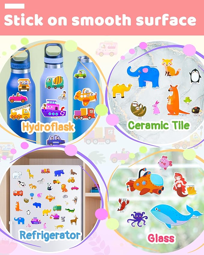 Benresive Reusable Sticker Book for Toddlers & Stickers for Kids, Toddler Travel Toys, Craft Activities, Boys & Girls Birthday Gifts