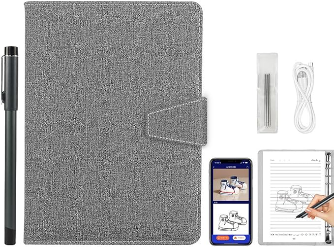 Smart Digital Sketchbook with A5 Erasable Paper Refill + 5 Spare Refills, Intelligent Digital Sketchbook Pro V2, Smart Sync Pen & Notebook, Drawing, Writing, Note-Taking,Grey