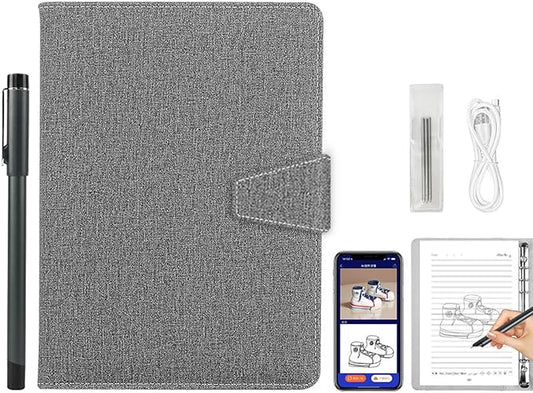 Smart Digital Sketchbook with A5 Erasable Paper Refill + 5 Spare Refills, Intelligent Digital Sketchbook Pro V2, Smart Sync Pen & Notebook, Drawing, Writing, Note-Taking,Grey