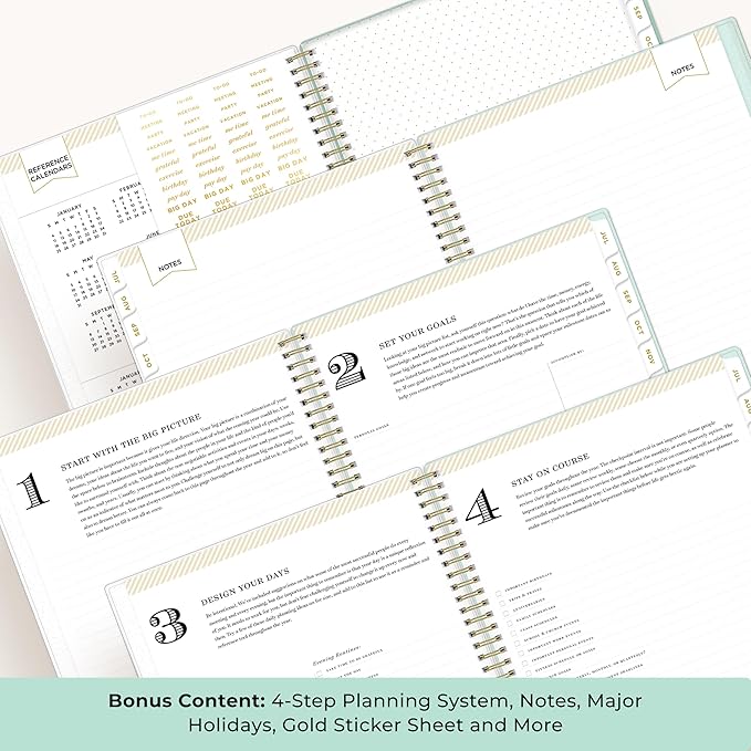 Blue Sky Day Designer 2026-2027 Weekly and Monthly Academic Year Planner Calendar, July 2026 - June 2027, 8.5" x 11", Flexible Cover, Laminated Tabs, Storage Pocket, Includes Stickers, Secret Garden Mint