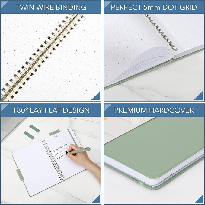 Mr. Pen- Dotted Spiral Journal Notebook Set, A5 (5.7"x7.9"), 160 Pages