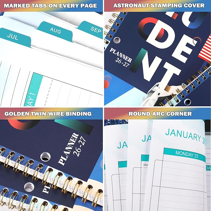 Student Planner 2026-2027 - July 2026 - June 2027, 9'' x 11'', 2026-2027 Academic Year Planner for Middle or High School, Planning Stickers