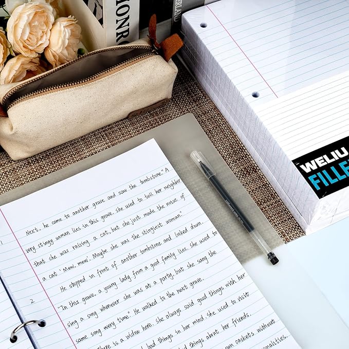 Loose Leaf Notebook Paper 750 Sheets 5 Packs Bulk for 3 Ring Binder, 8x10.5 Filler Paper Wide Ruled 3-Hole Punched Lined Paper for Writing Office Business School College Home (150 Sheets/Pack)