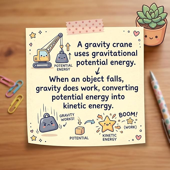 STEM Gravity Crane Science Experiment Kit, Kids DIY Pulley & Lever Physics Model, Learn Potential & Kinetic Energy Conversion, Build Hands-On Engineering Skills