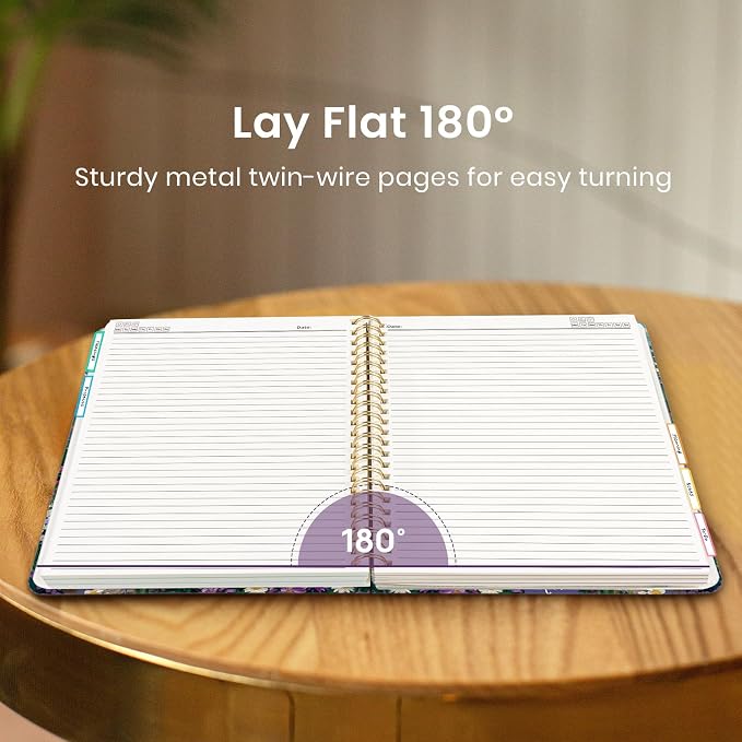Taja Pretty Large Spiral Lined Notebook for Work with 5 Removable Dividers