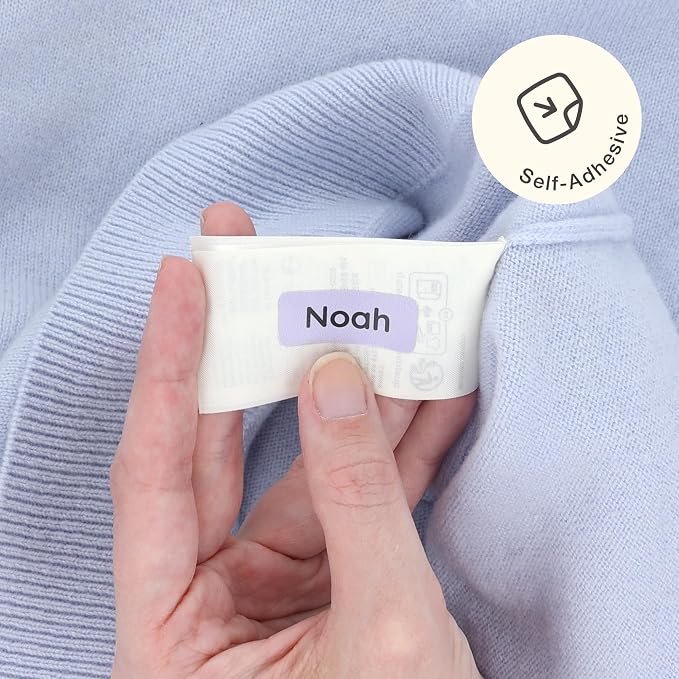 TeddyLabels - Clothing Labels for Nursing Home (60) – Self-Adhesive Name Tags for Clothes and Personal Items. Personalized Labels for Daycare, Nursing Homes, and Laundry Use - Light Purple