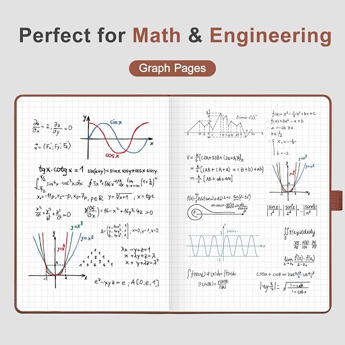 AHGXG Graph Grid Paper Notebook, 160 Pages, A5 Medium Size (5.7'' x 8.3'')