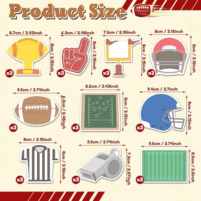 Xqumoi 30 Pack Football Sticky Notes - Sport Self Sticky Notepads Helmet Glove Self-Adhesive Writing Memo Pads for Office School Class Student Gift Supplies Birthday Party Favors Goodies Bag Fillers
