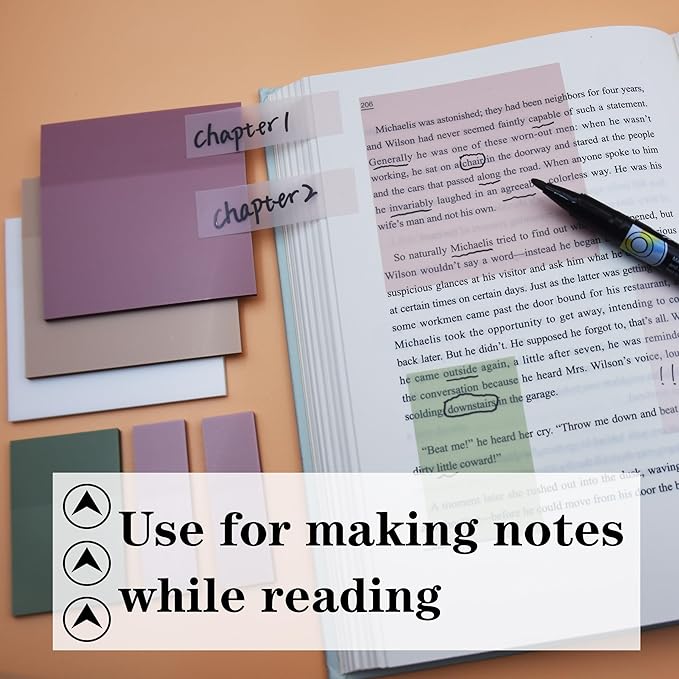 YOUDEFUL Transparent Sticky Notes, 3"x3" Clear Sticky Notes, Waterproof Translucent Sticky Note Pads for Books Annotation, Clear Post it Notes for Bible Study, School, Office