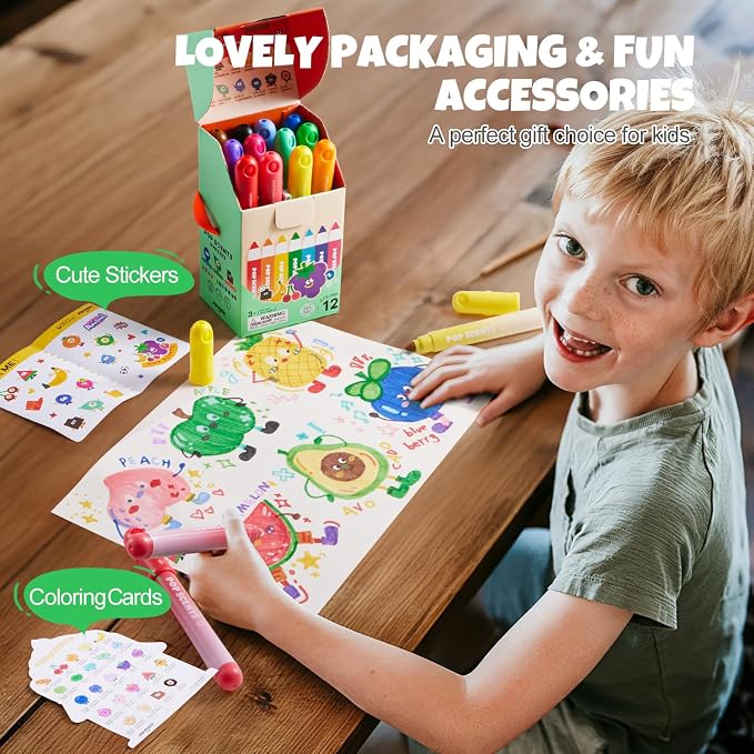 Jar Melo Scented Washable Markers for Kids Ages 4-8, 12 Colors