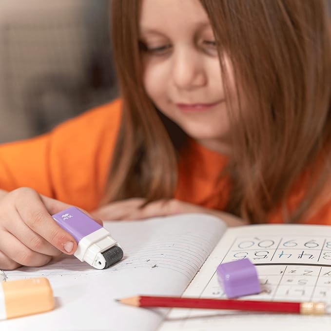 Mr. Pen- Eraser with Cover and Roller, 6 Pack, Pastel Colors, Cute Erasers for Kids