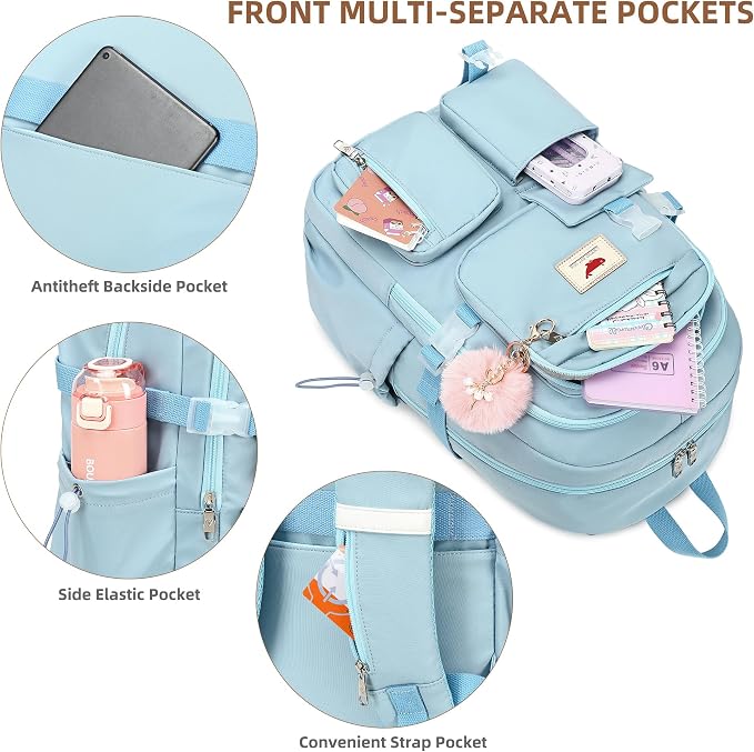 LXYGD Laptop Backpack 15.6 Inch Kids Elementary Middle High School Bag College Backpacks Anti Theft Travel Back Pack Large Bookbags for Teens Girls Women Students (Blue)
